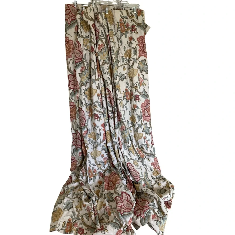Pottery Barn Cynthia Palampore Print Linen Cotton Lined Curtain Panels 5-50x96